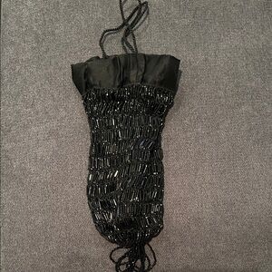 Vintage Elegant Black Beaded Bag